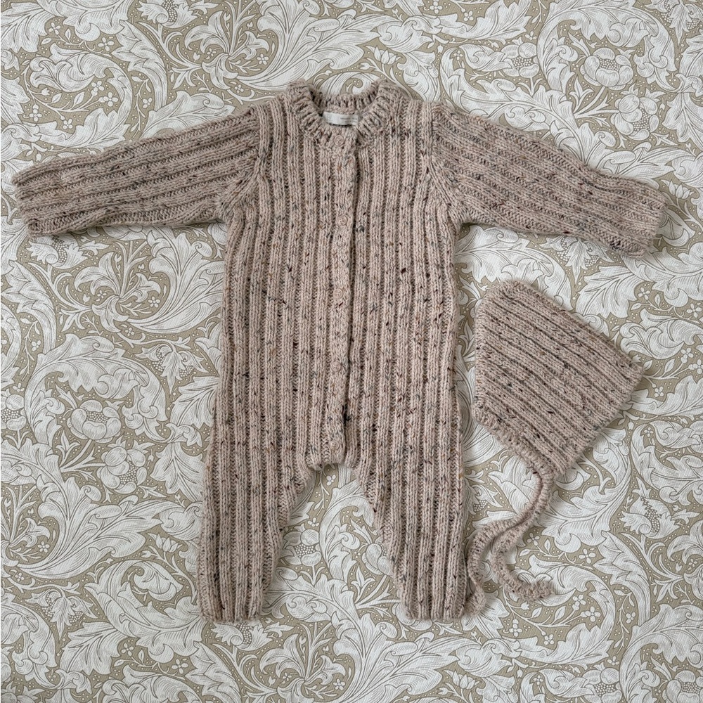 Zara Timeless Wool Knit 6-9 month Baby Bodysuit in Speckled Beige